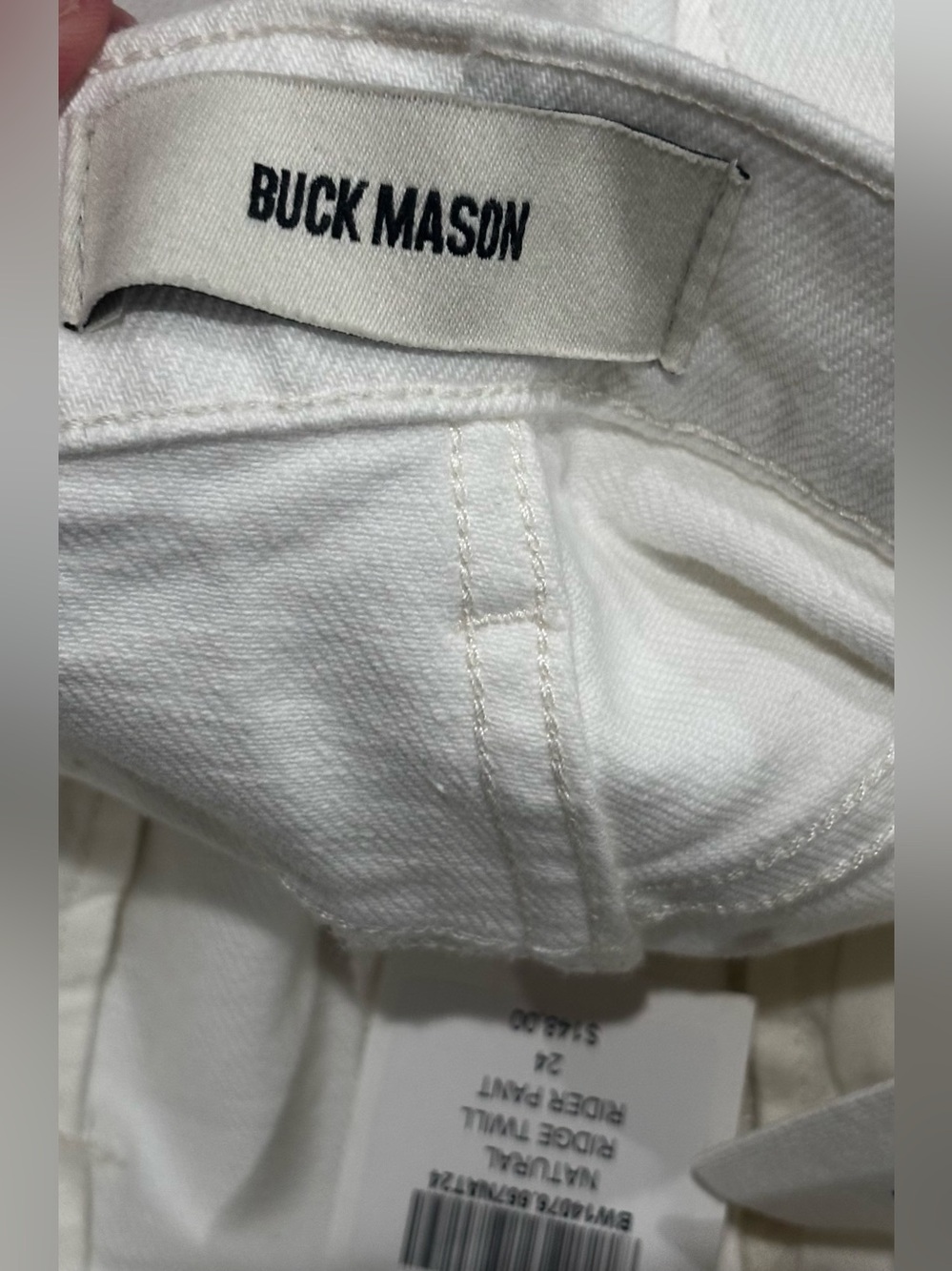 NWT Buck Mason Rider High Waist Straight Leg Twill Jeans Size 24 Natural/White - Picture 9 of 11